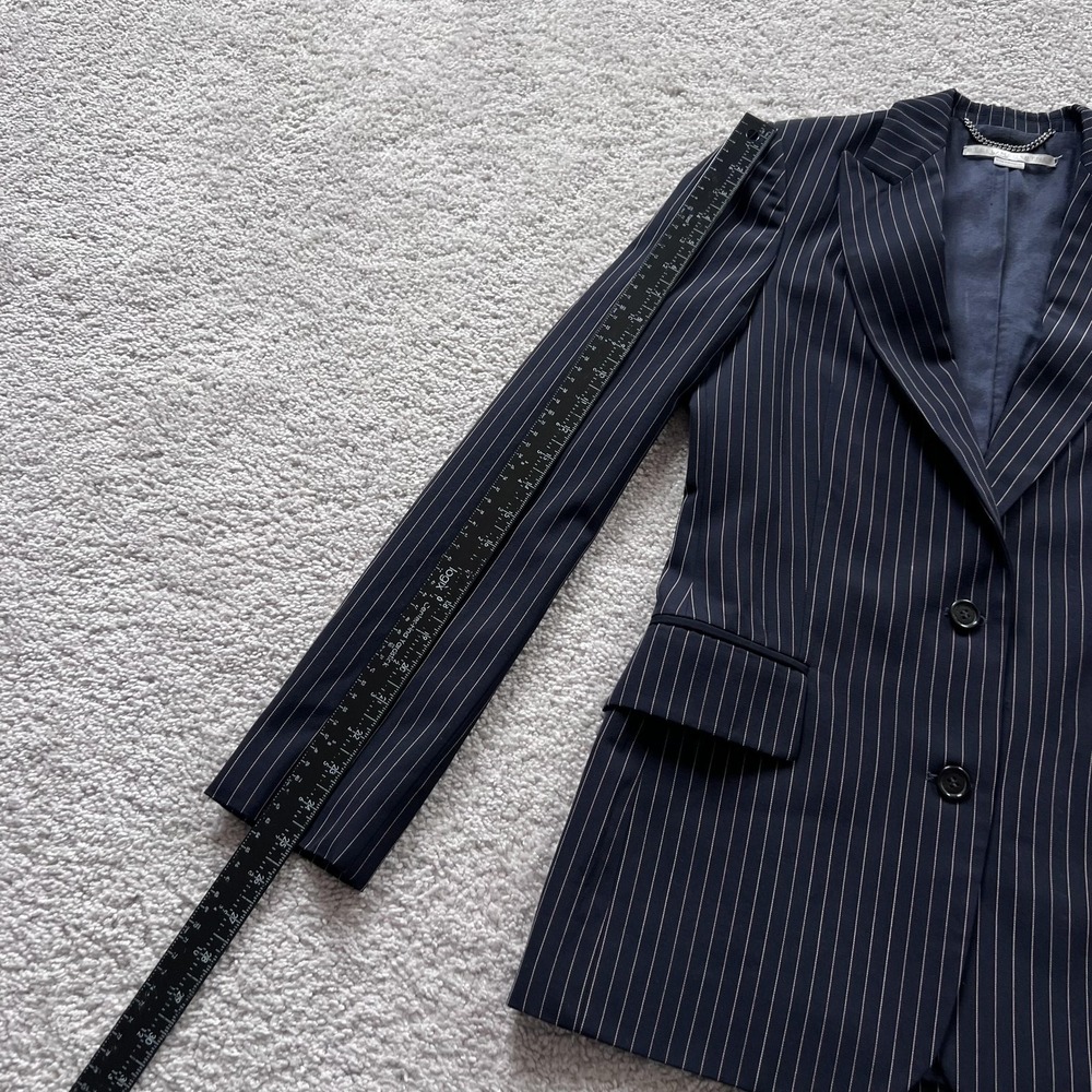 Stella McCartney Pinstripe Suit Blazer Womens 38 Blue Wool Lined Two Button - Picture 16 of 16